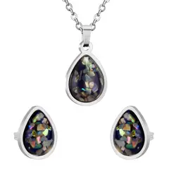 GENERICO - Set Collar y Aros de Acero - Vitreo Black