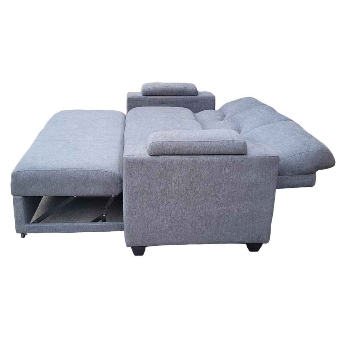 MUEBLERIA LATINA - SOFA CAMA FUNCIONAL 2 PZ DECO LINO GRIS OSCURO