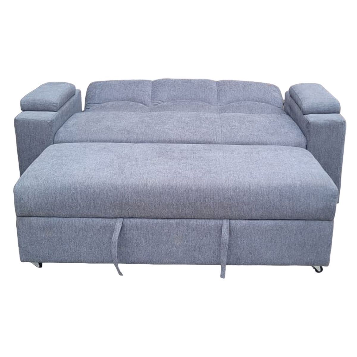 MUEBLERIA LATINA - SOFA CAMA FUNCIONAL 2 PZ DECO LINO GRIS OSCURO