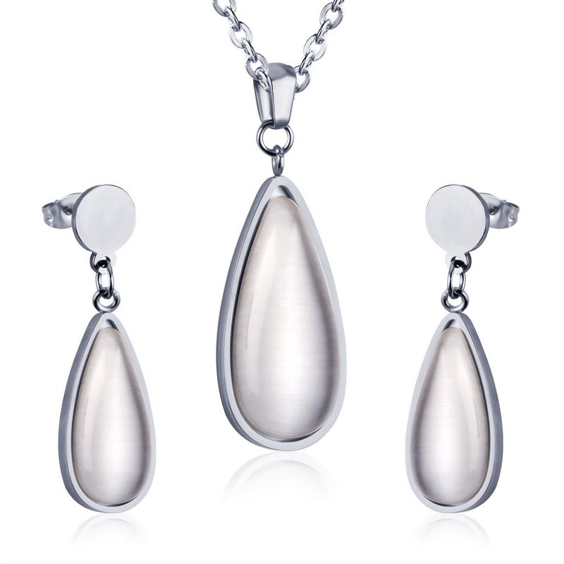 GENERICO - Set Collar y Aros de Acero - Moonstone Steel