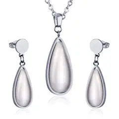 GENERICO - Set Collar y Aros de Acero - Moonstone Steel