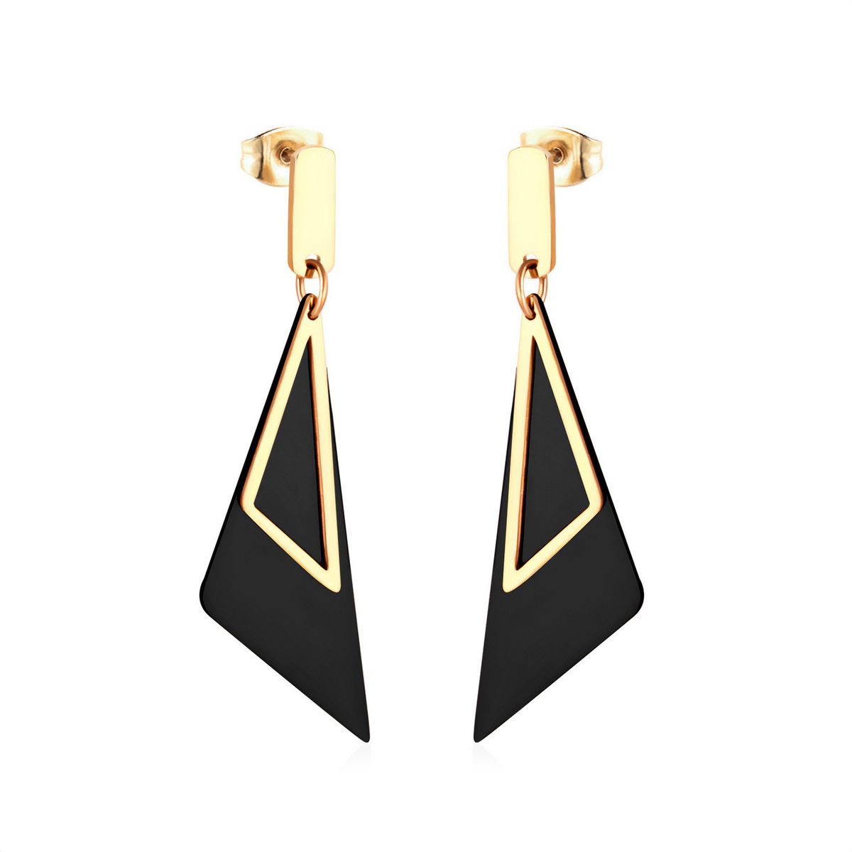 GENERICO - Aros de Acero Colgantes - Idalia Black Gold