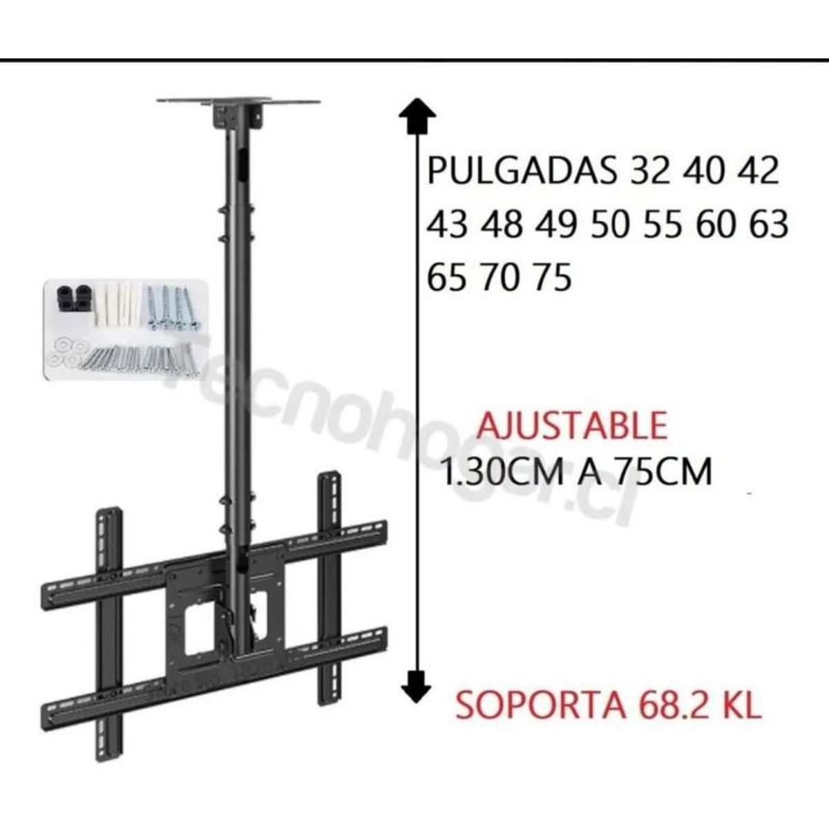 GENERICO - Soporte Para Tv Techo O Pared Ajustable Base 26 A 60 Pulgas