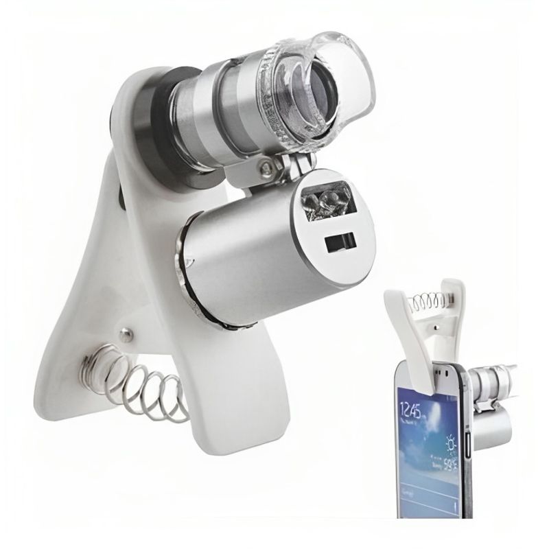 DBLUE - MICROSCOPIO 60X CON LUZ UVBLANCA CON CLIP PARA CELULAR