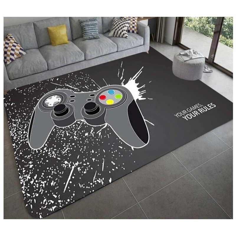 GENERICO - Alfombra Lisa Juvenil Infantil Gamer Diseño Gamer Gray 150x200CM