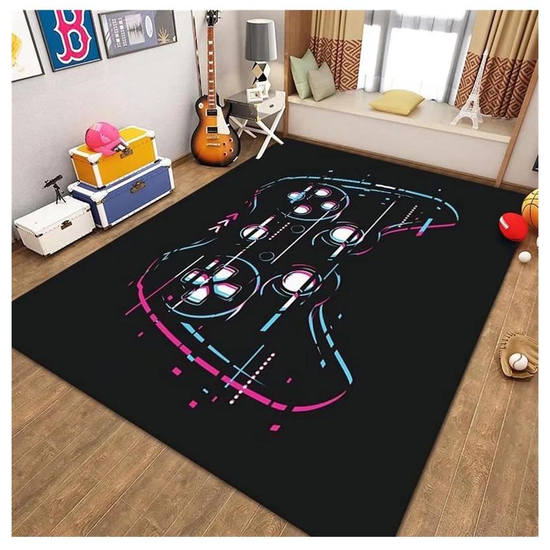 GENERICO - Alfombra Lisa Juvenil Infantil Gamer Diseño Gamer Black 150x200CM
