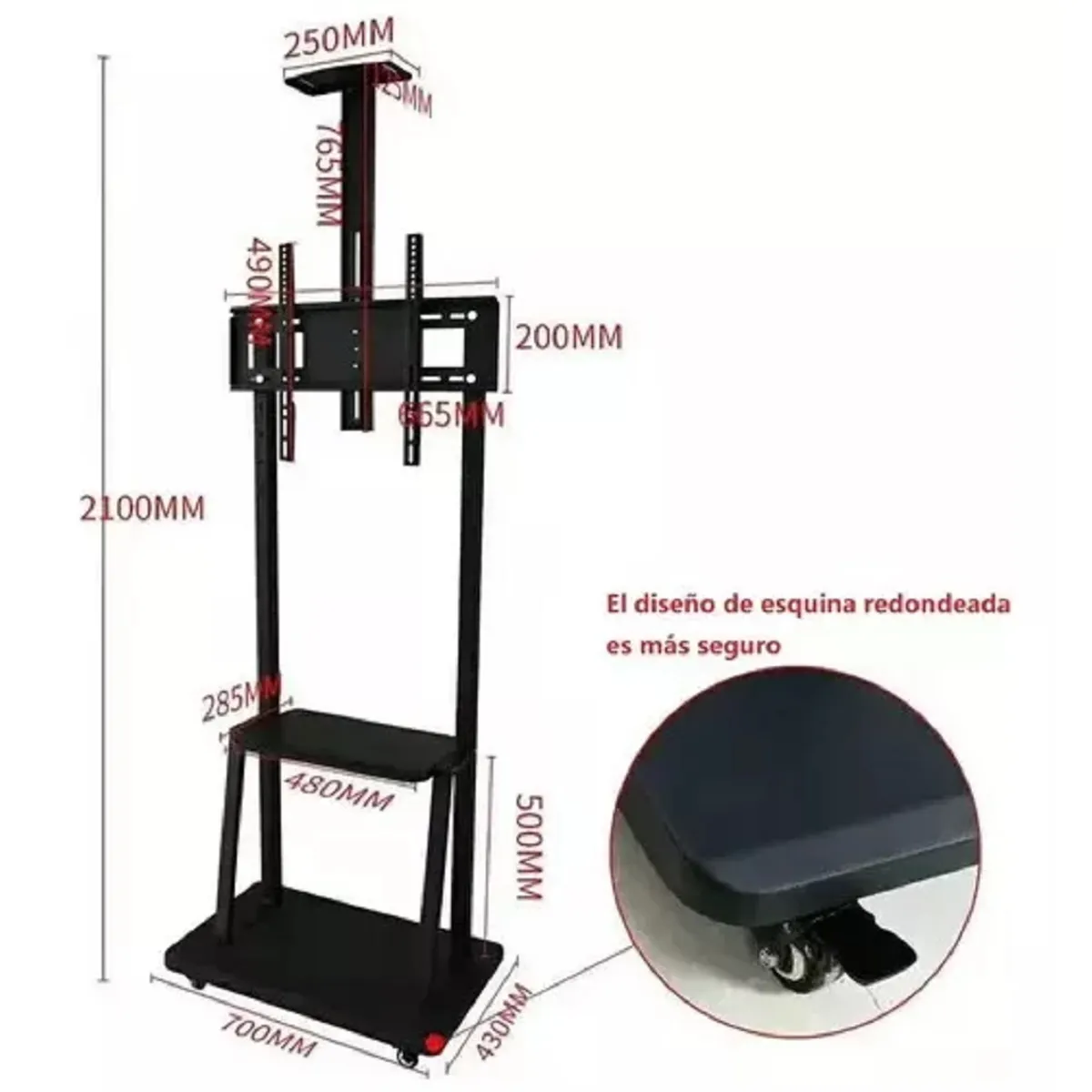 GENERICO - Soporte movible con ruedas Para Tv De 32 A 75 Pulgadas