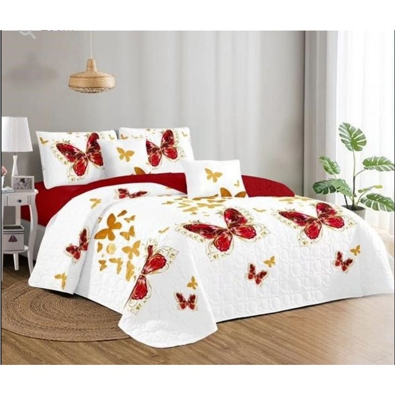 GENERICO - Quilt de Verano 2 plazas. Color Blanco con Diseño Q012