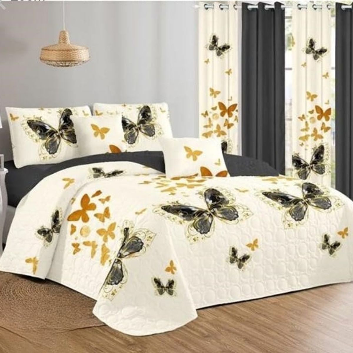 GENERICO - Quilt de Verano 2 plazas. Color Blanco con Diseño Q027