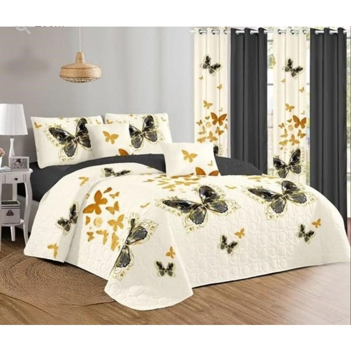 GENERICO - Quilt de Verano 2 plazas. Color Blanco con Diseño Q027