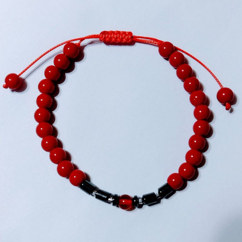 CORAZÓN DE ÁMBAR - Pulsera Protectora Jade Rojo Hematita y Ámbar Báltico
