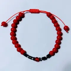 CORAZÓN DE ÁMBAR - Pulsera Protectora Jade Rojo Hematita y Ámbar Báltico