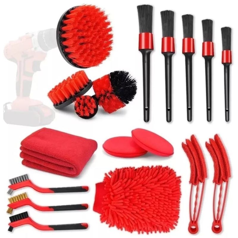 GENERICO - 18pzs Cepillos Limpieza De Auto Escobillas Taladro