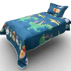 GENERICO - Cubrecama Quilt De Verano NIÑO DINOSAURIO 1.5 Plaza