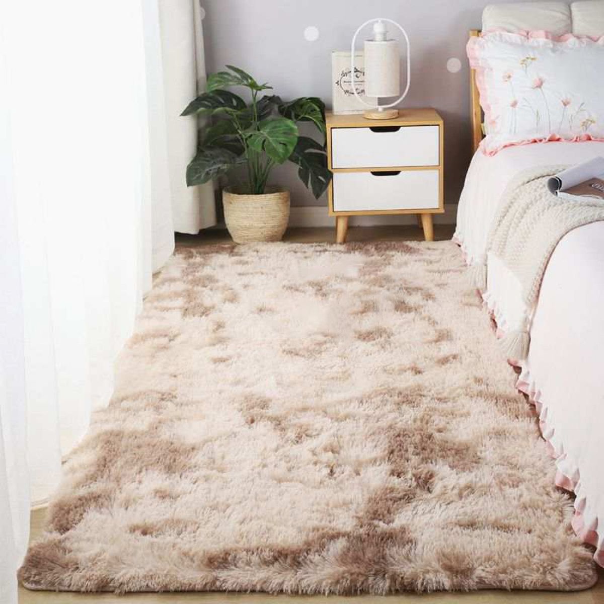 E CHAIRS BY MASLIAH - Alfombra Peluda Bajada De Cama X2 Medida 1,20 X 0,60 Beige