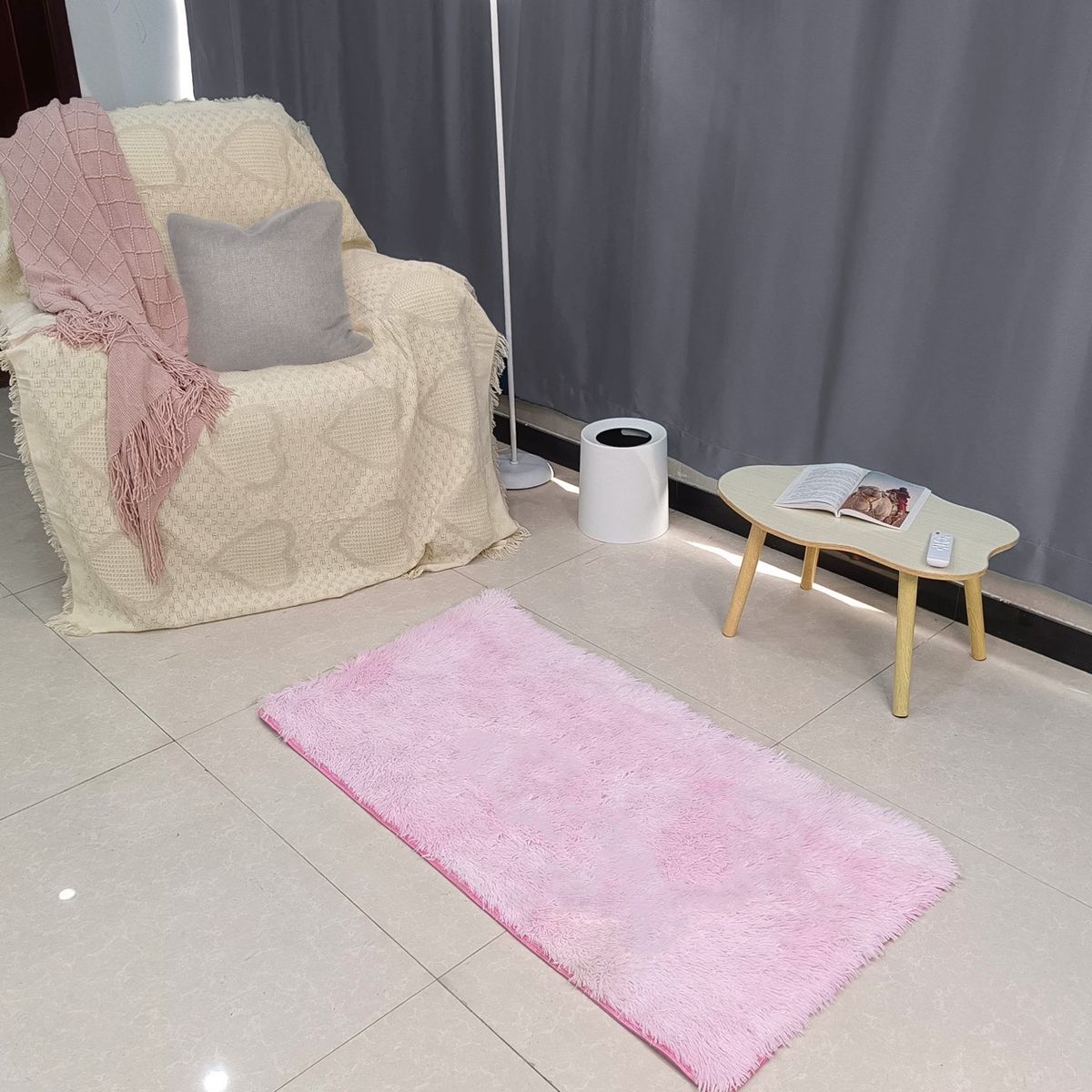 E CHAIRS BY MASLIAH - Alfombra Peluda Bajada De Cama X2 Medida 1,20 X 0,60 Rosa