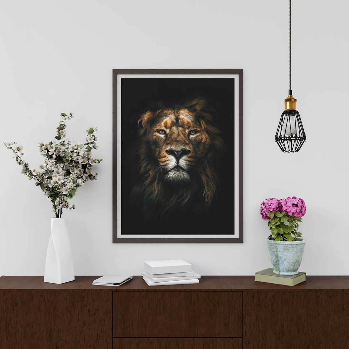 GENERICO - Cuadro Decorativo Leon con Marco y vidrio Medidas 30x40 CM