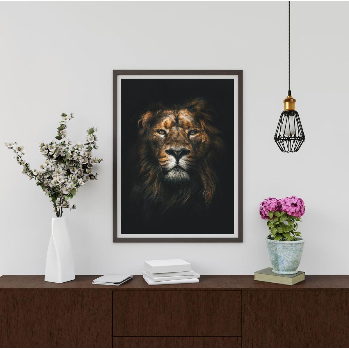 GENERICO - Cuadro Decorativo Leon con Marco y vidrio Medidas 30x40 CM