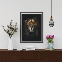 Cuadro Decorativo Leon con Marco y vidrio Medidas 30x40 CM