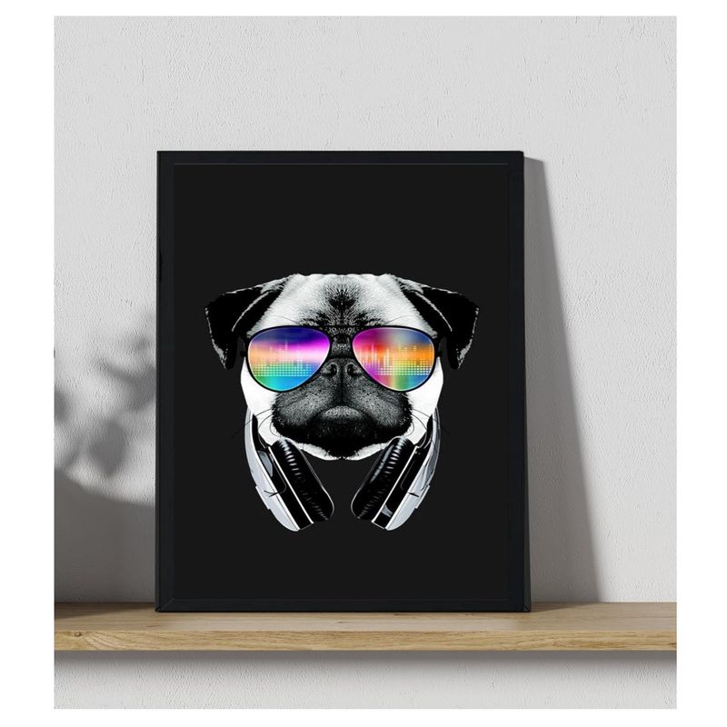 GENERICO - Cuadro Decorativo Perro Pug con lentes Medidas 30x40 CM