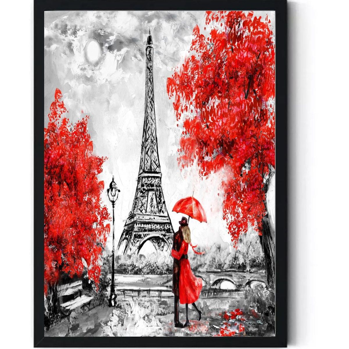 GENERICO - Cuadro Decorativo Torre Eifel con Marco y vidrio 30x40 CM