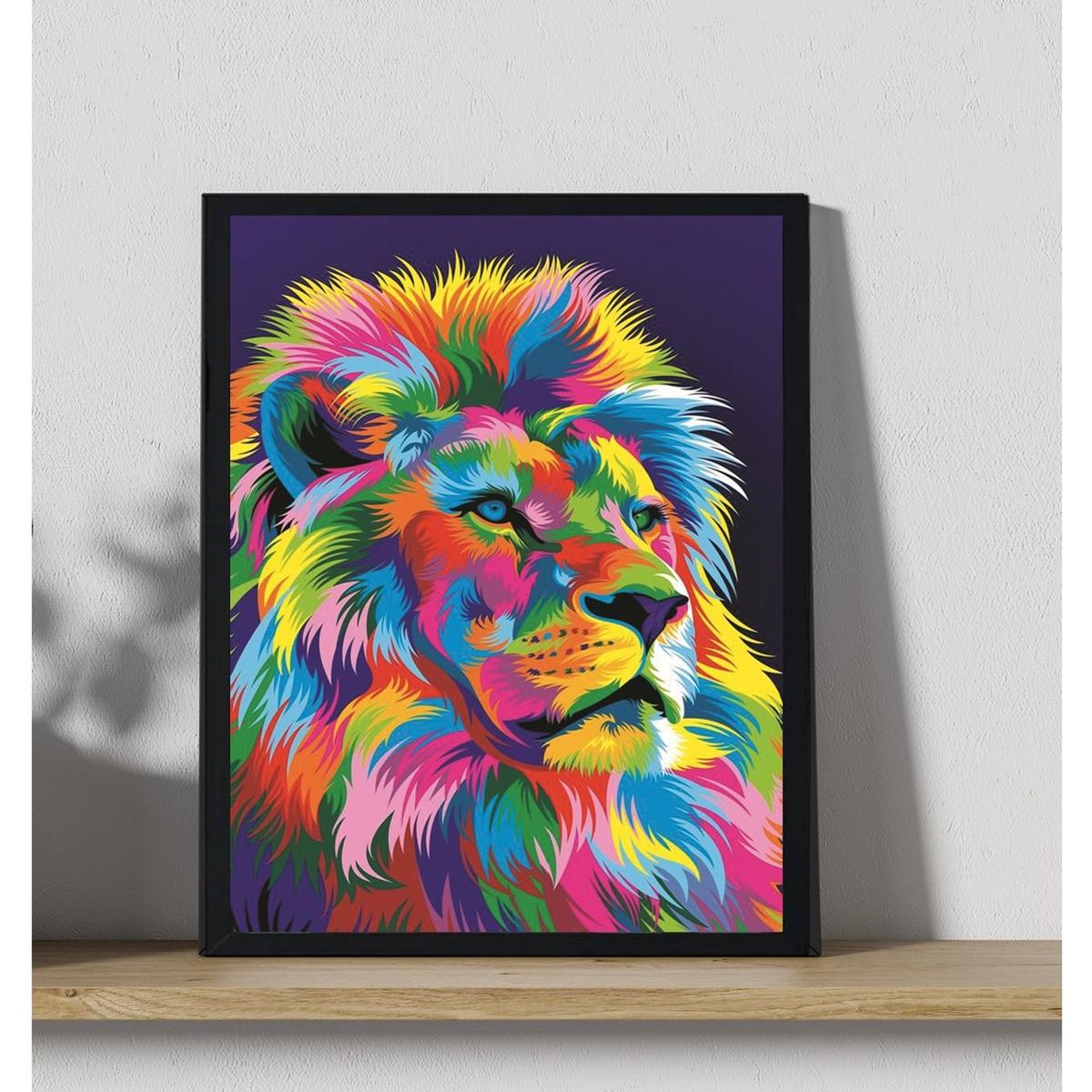 GENERICO - Cuadro Decorativo Figura de Leon Abstracto Medidas 30x40 CM