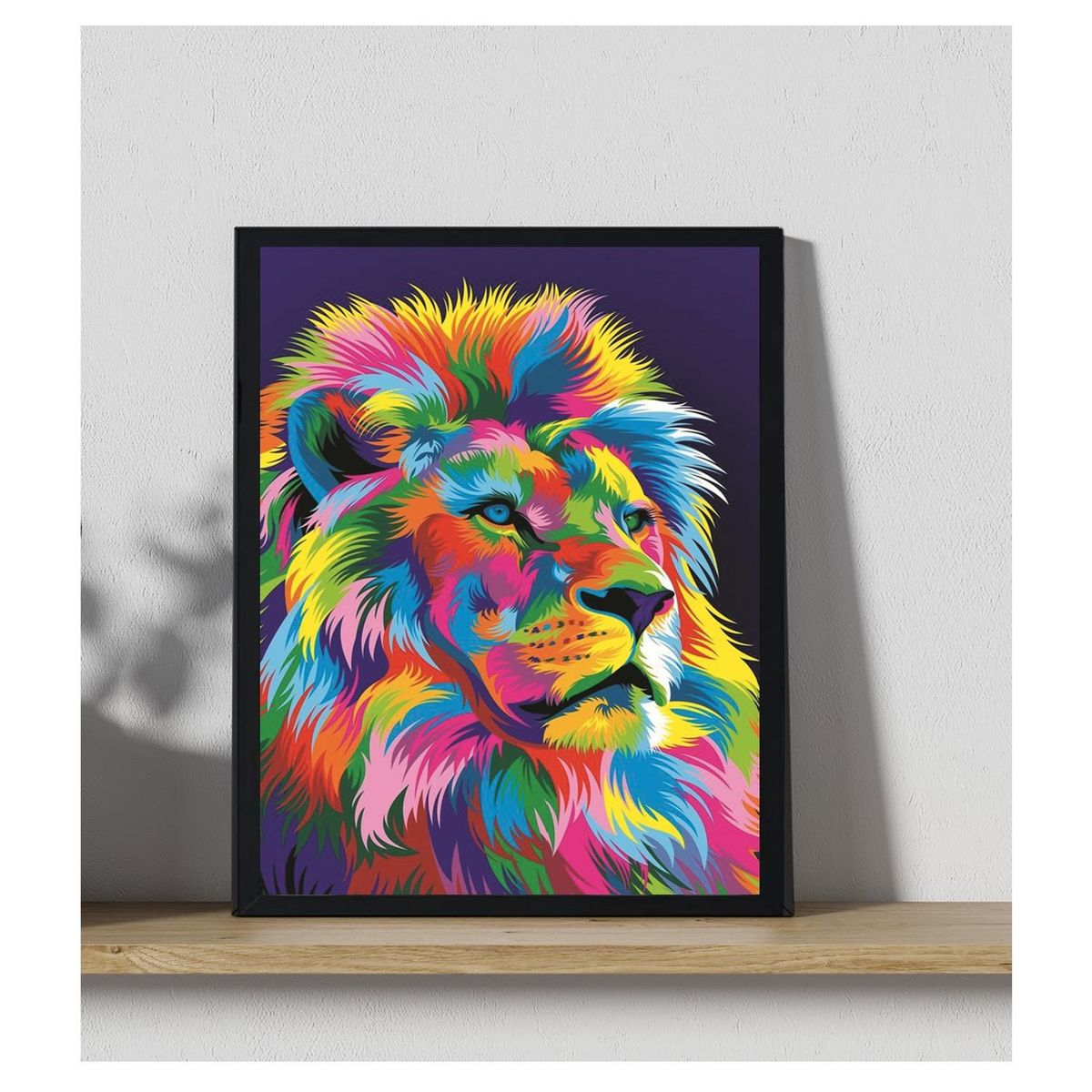 GENERICO - Cuadro Decorativo Figura de Leon Abstracto Medidas 30x40 CM