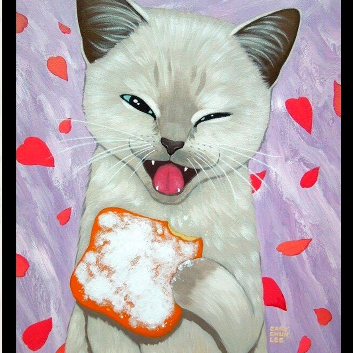 GENERICO - Cuadro Decorativo Gato Tomando Desayuno Medidas 30x40 CM