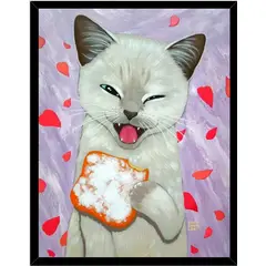 GENERICO - Cuadro Decorativo Gato Tomando Desayuno Medidas 30x40 CM