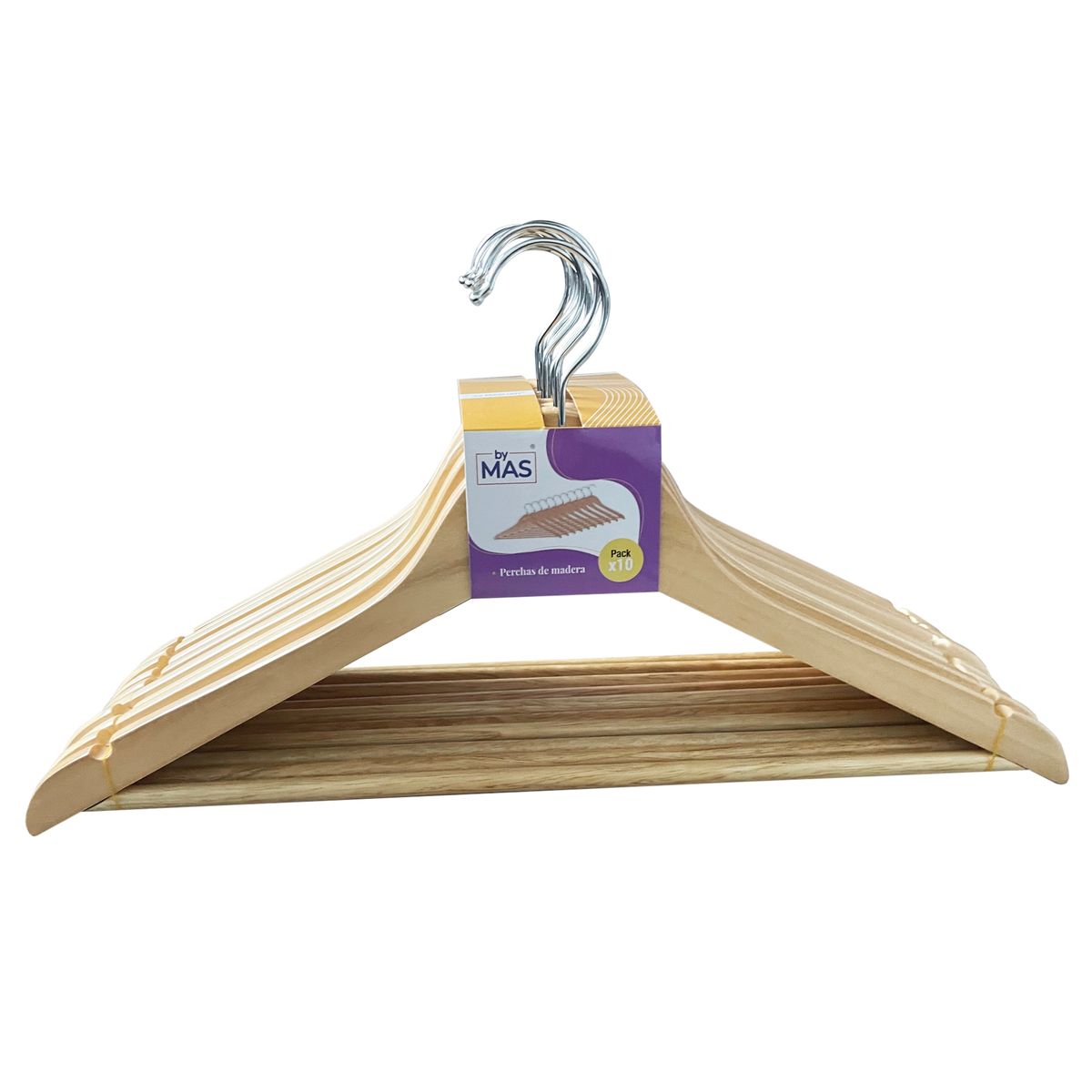 E CHAIRS BY MASLIAH - Perchas Colgadores Madera Pack X 10 Unid. Natural Lustradas