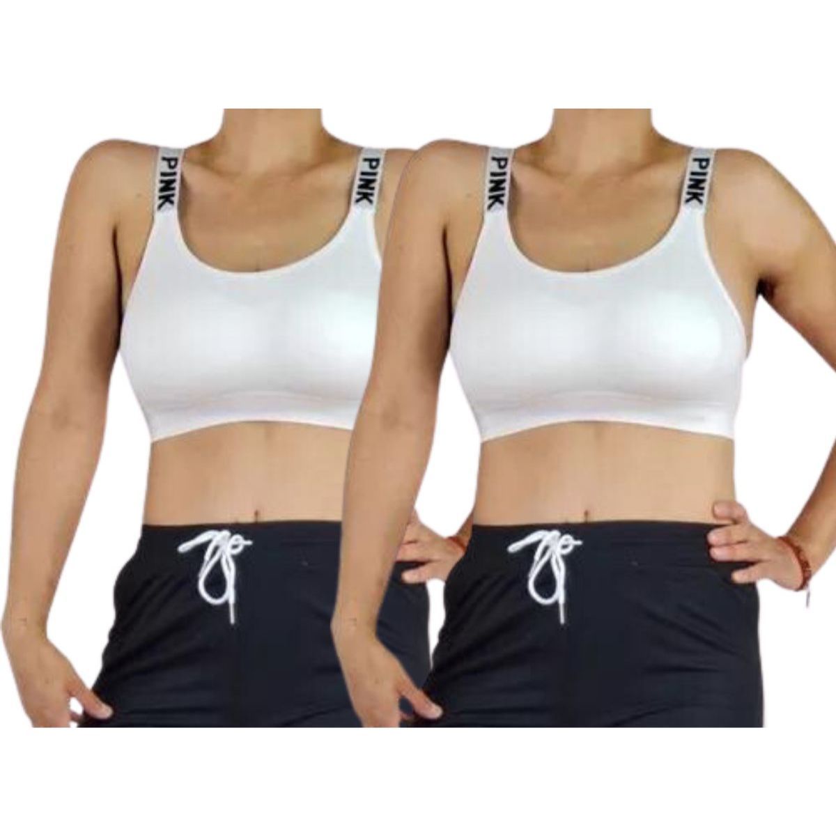 LOOK SHOP - Pack 2 Sostén Top Elasticado Mujer Deportivo Suave Pink