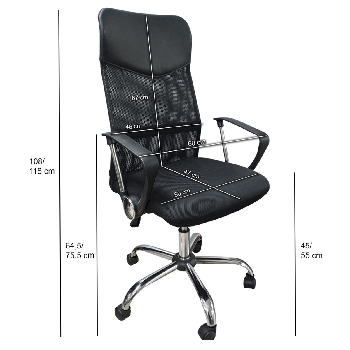E CHAIRS BY MASLIAH - Silla Escritorio Ejecutiva Mesh Negra Reforzadas 150k