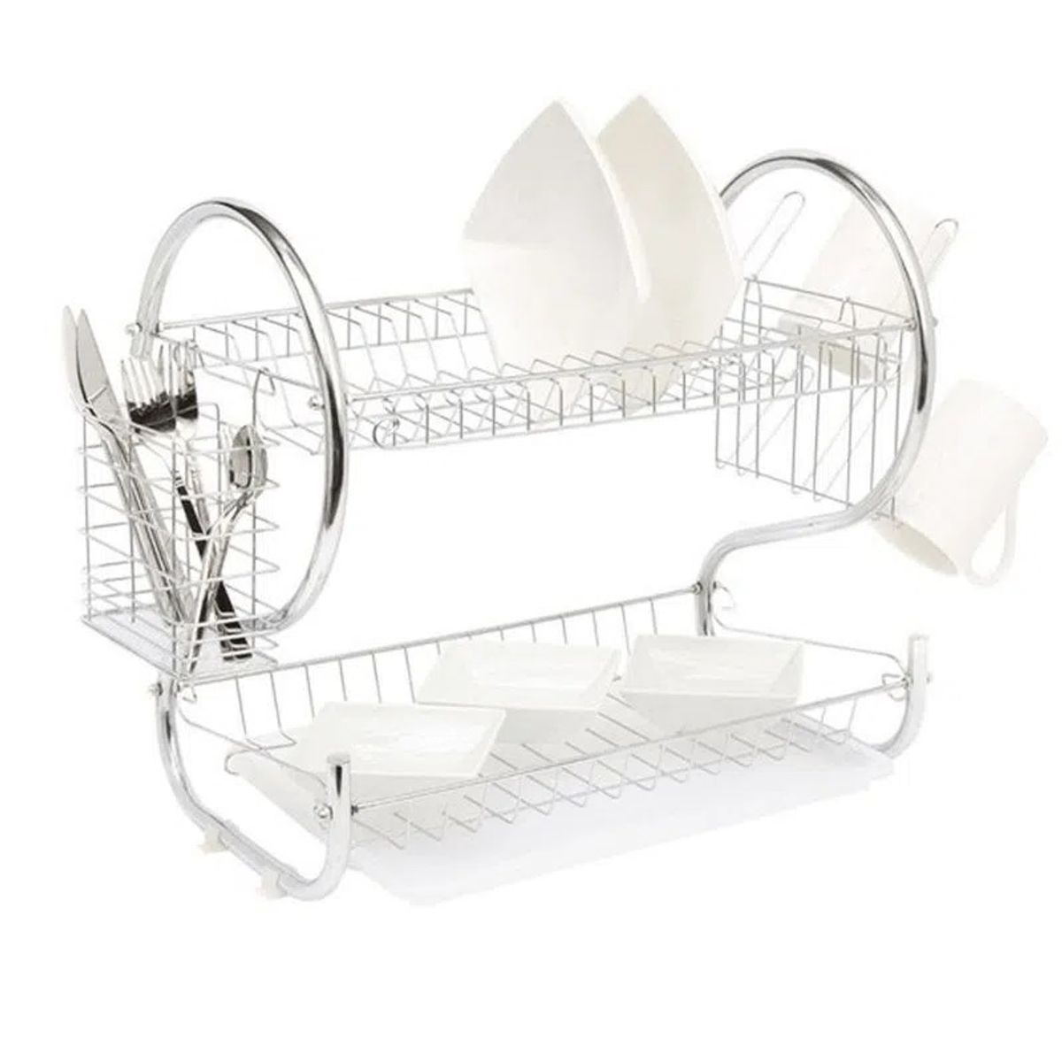 GENERICO - Secador Escurridor Losa Plato Organizador Cocina 2 Niveles