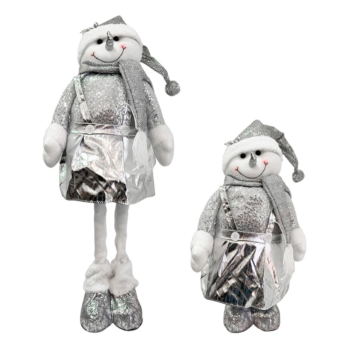 GENERICO - Mono Nieve Navidad Patas Largas Plateado 45 cm