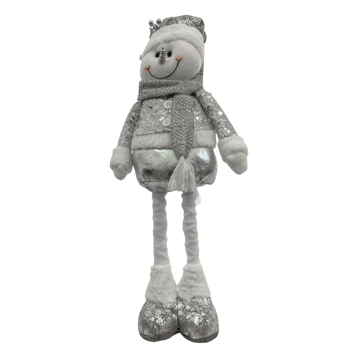 GENERICO - Mono Nieve Navidad Patas Largas Plateado 45 cm