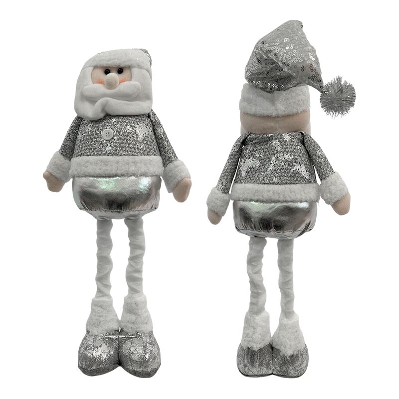 GENERICO - Pascuero Navidad Patas Largas Plateado 35 cm