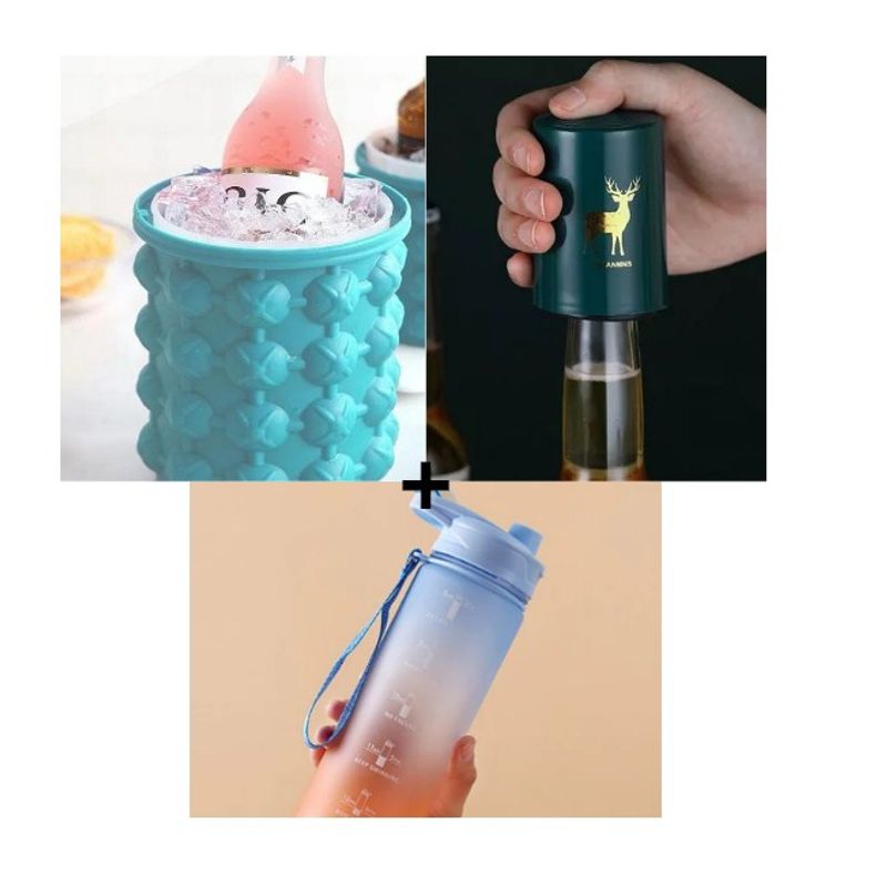 GENERICO - Pack 1 Hielera + 1 Destapador Botella + 1 Termo 1 litro Para regalo