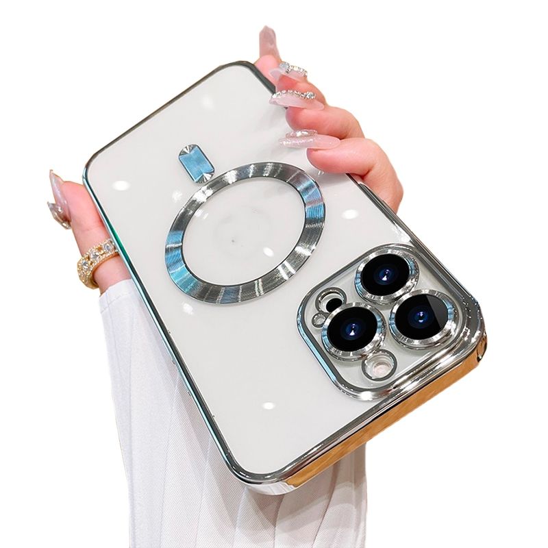 GENERICO - Carcasa Para iPhone 15 Pro Max Plateado Magnetica Magsafe