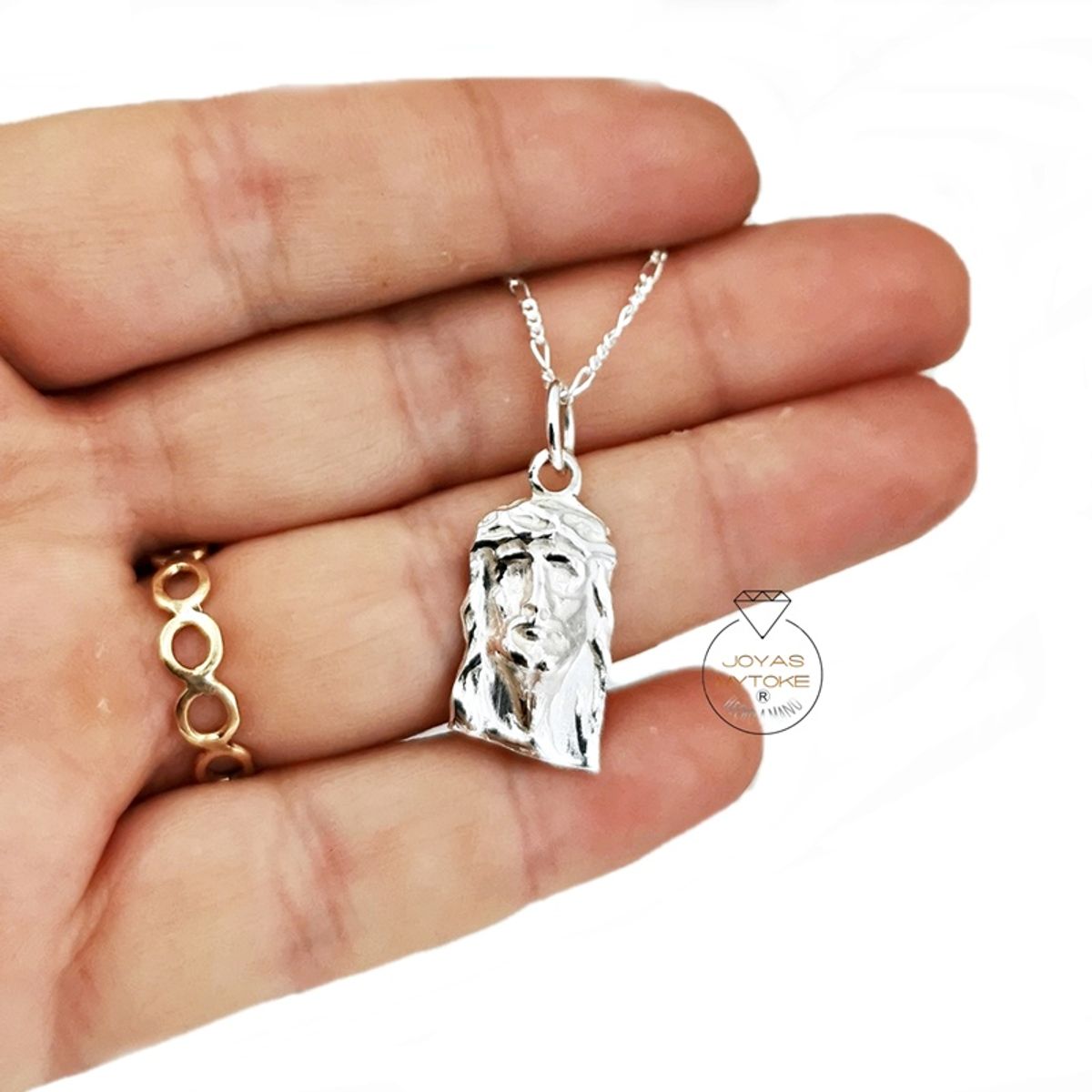 JOYAS MYTOKE - Colgante Cara Jesus Cristo Plata 925 Fina Religioso Unisex