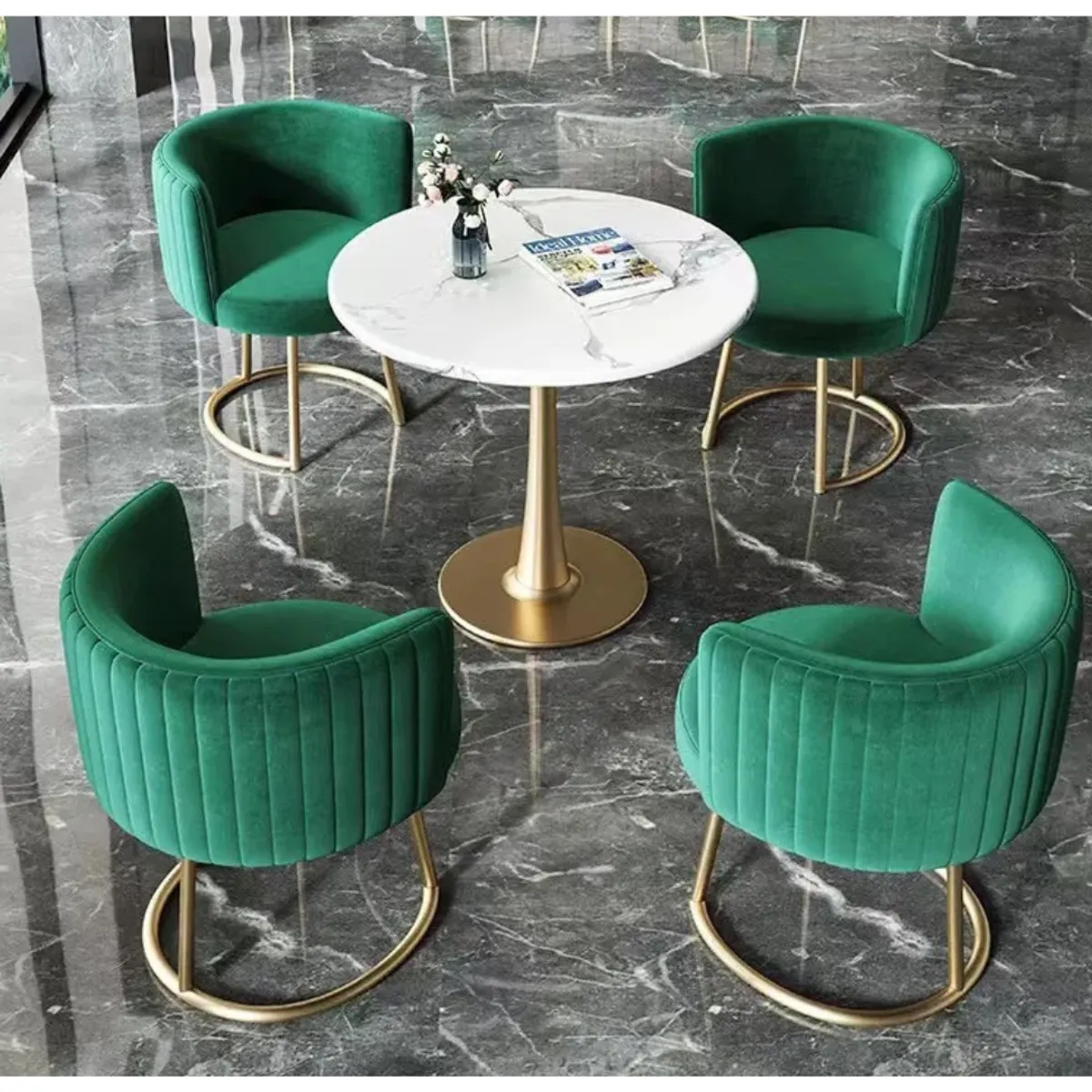 GENERICO - Mesa Redonda Cuarzo Blanco 80cm