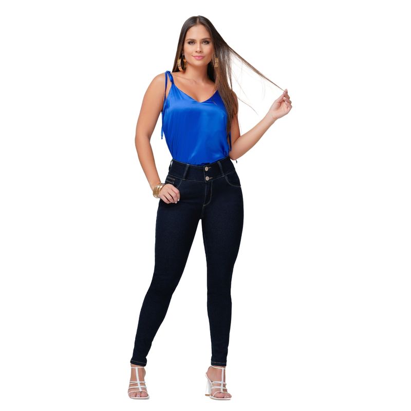 GENERICO - Jeans Mujer SkinnyPitillo Azul Oscuro Levanta Cola - Trucco´s