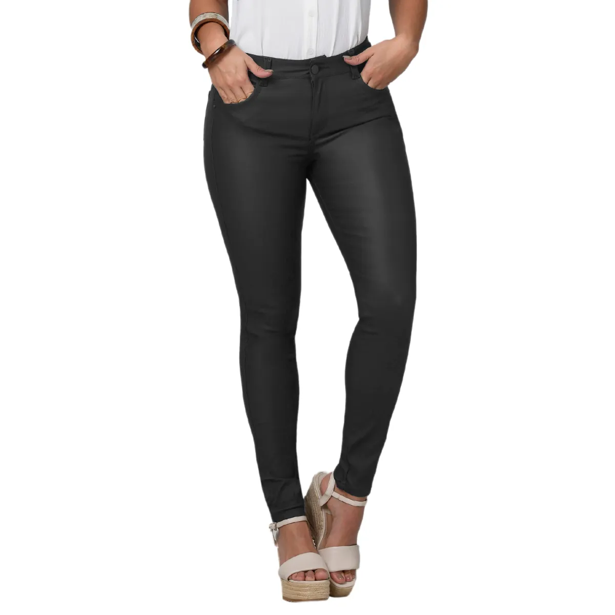 TRUCCOS JEANS - Jeans Mujer Skinny Pitillo Efecto Cuero Levanta Cola - T22092404