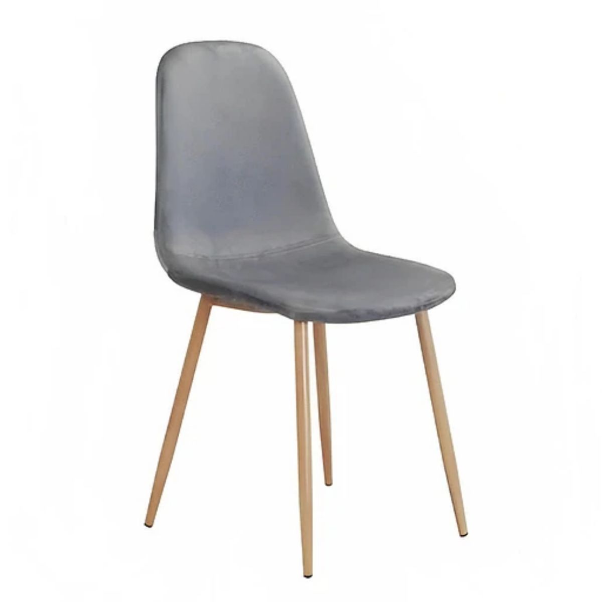 GENERICO - Silla de Comedor Gris Felpa Patas Metal