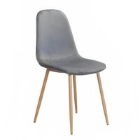 Silla de Comedor Gris Felpa Patas Metal