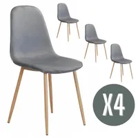 Set 4 Silla de Comedor Gris Felpa