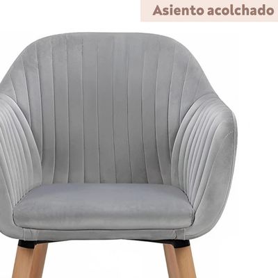 Imagen 2 del producto Sitial Silla Gris Terciopelo Diamant Felpa