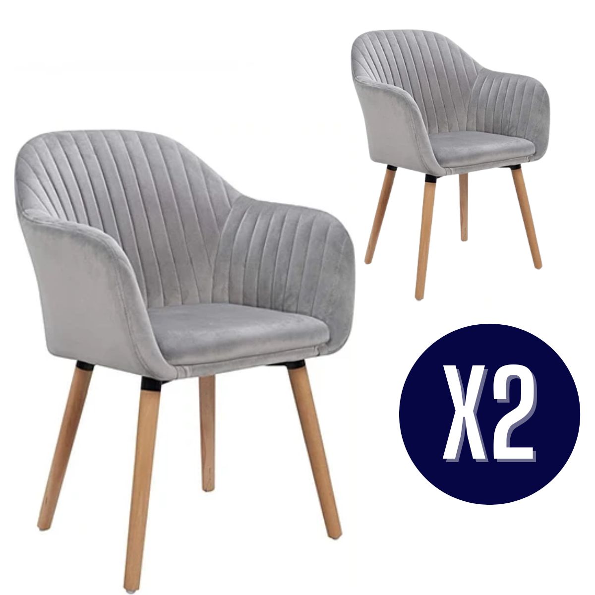 GENERICO - Pack 2 Sitiales Gris Terciopelo Diamant Felpa