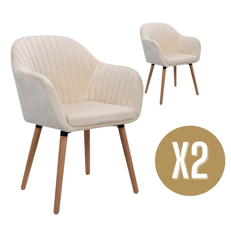GENERICO - Pack 2 Sitiales Beige Terciopelo Felpa