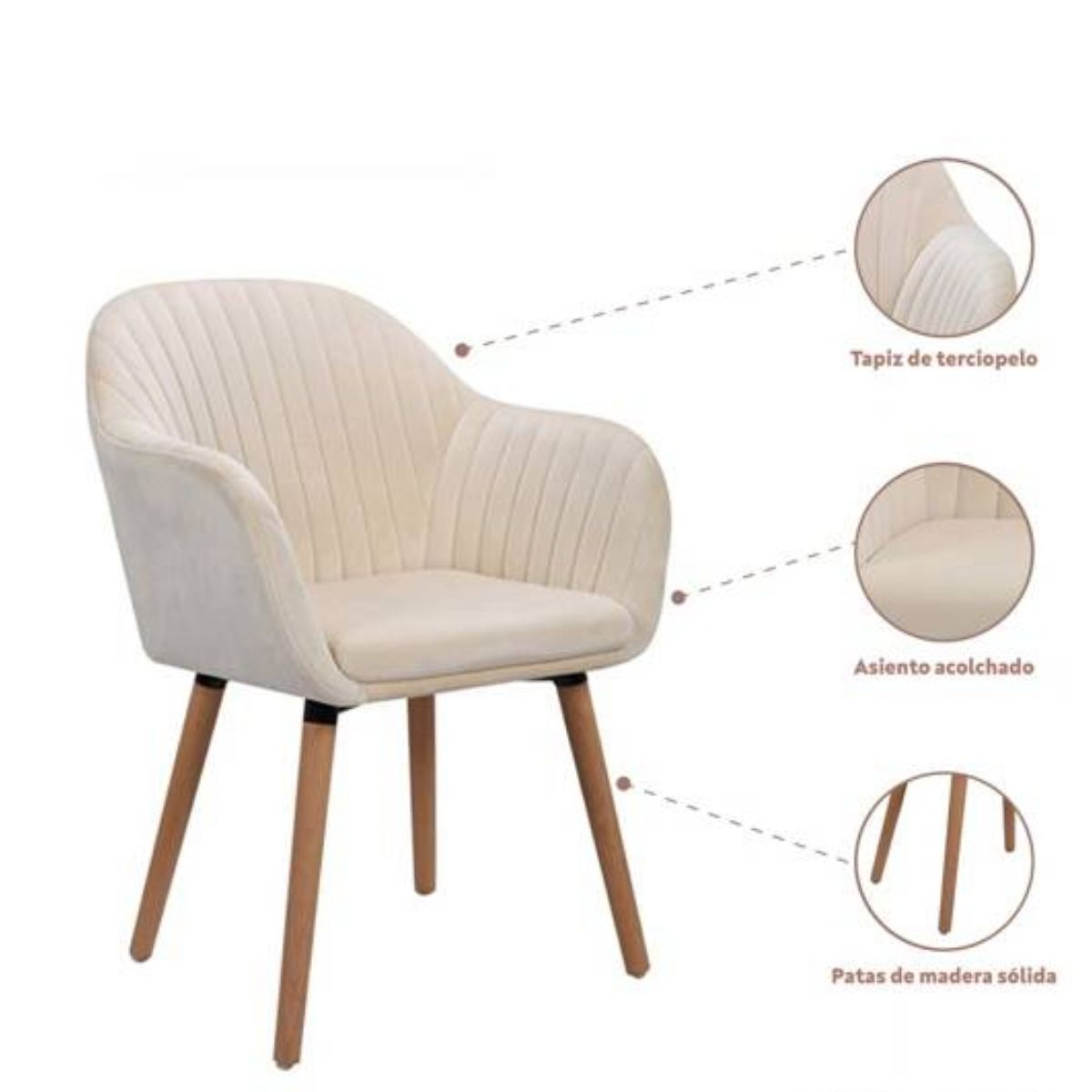 GENERICO - Pack 2 Sitiales Beige Terciopelo Felpa