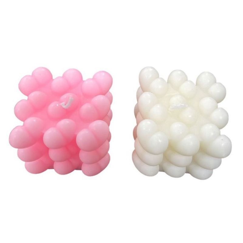 GENERICO - Pack 2 Velas Diseño De Corazón Rosa Y Blanco 6.2cmx6.2cmx6cm